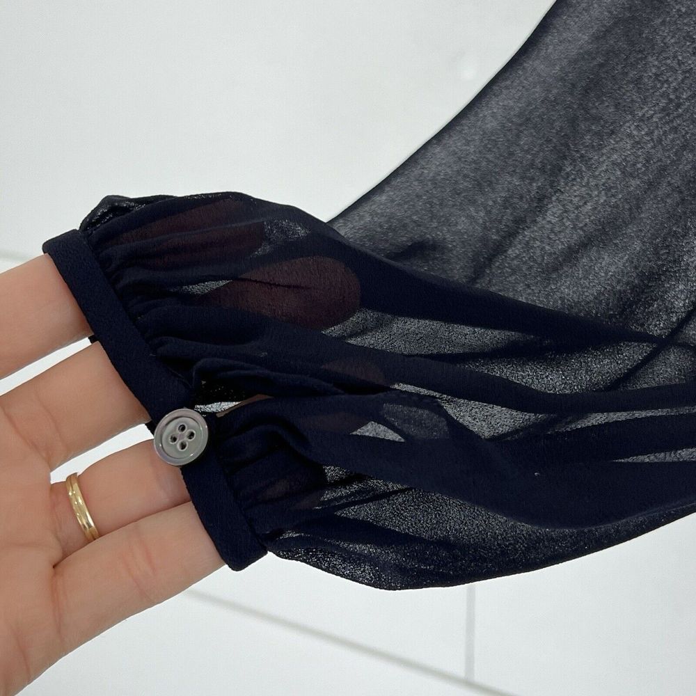 Badgley Mischka Collection Long Sleeve Pleated Wrap Gown Maxi Dress Midnight 4 - Picture 6 of 11